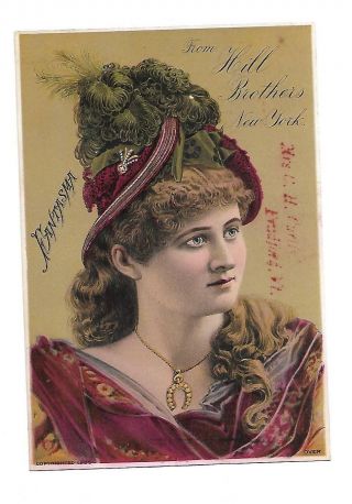 Hill Brothers Millinery Goods Mrs C H Curtis Vermont Fantasma Vict Card C1880s