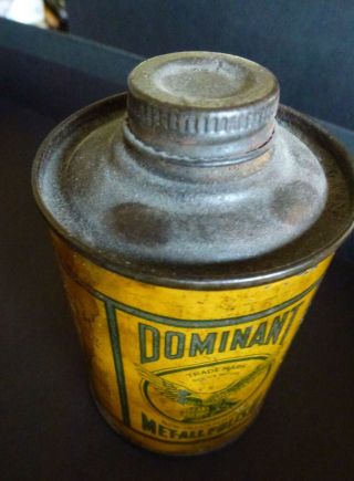 DOMENENT METAL POLISHING CO.  vintage low profile tin cone top canister c.  1920 ' s 5