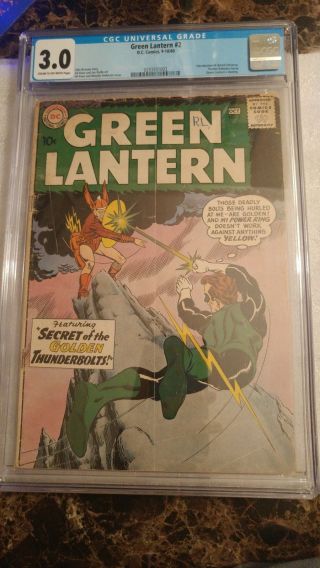 Green Lantern 2 Cgc 3.  0 Cr/ow 1st Pie - Face & Introduction Of Qward Universe