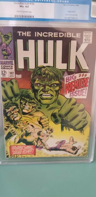 Incredible Hulk 102 Cgc 4.  5 Cgc Label Marvel