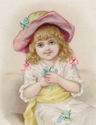 Tulip Soap Victorian Trade Card Pretty Little Blond Girl Forget - Me - Nots Children