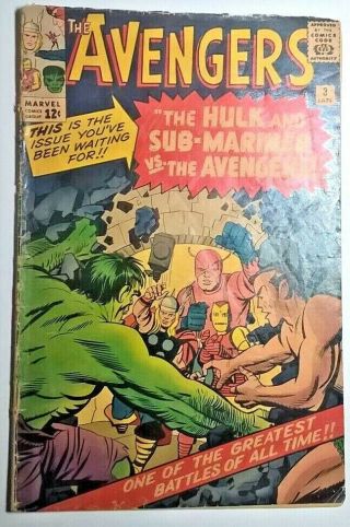 The Avengers 3 Silver Age Era The Hulk And Sub - Mariners Vs The Avengers 1964