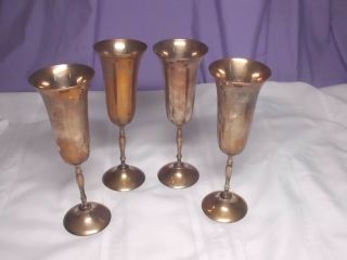 4 International Silver Company Silver - Plate Flutes 8 1 /2 ".  Tall