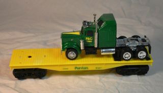 K - Line O Gauge Procter & Gamble 1990 Puritan Oil Heavy Hauler Flat Car & Tractor