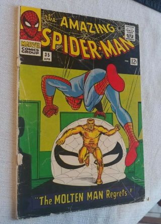 The Spider - Man 35 1966,  Marvel 2nd App Molten Man Key Spidey Book Wow