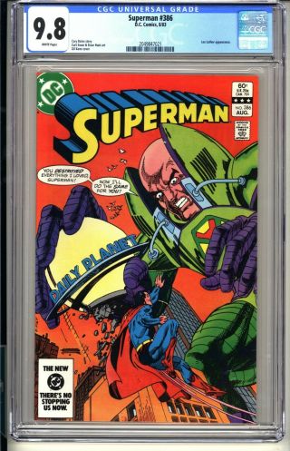 Superman 386 Cgc 9.  8 Wp Nm/mt Dc Comics 8/83 Lex Luthor App Gil Kane Vol 1