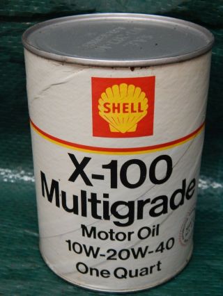 Vintage Shell X - 100,  10 - 20 - 40 Multigrade Motor Oil,  Full,  Quart