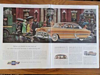 1953 Chevrolet Bel Air 2 Door Sedan Ad Driving Safer Big City Theme