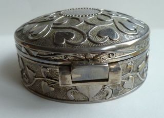 Vintage Silver Plated Round Trinket Box 2