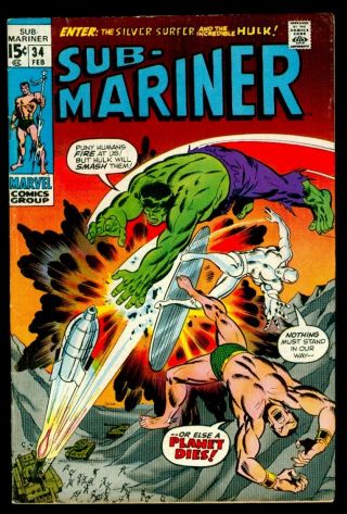 Marvel Comics Sub - Mariner 34 Silver Surfer Hulk 1st Defenders? Fn 6.  0
