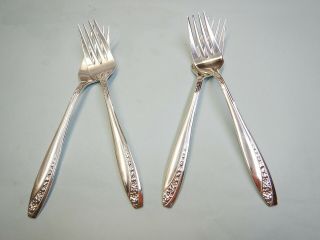 4 Starlight Salad/dessert Forks - Elegant 1953 Rogers Finest