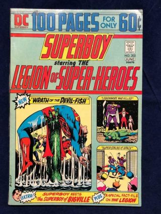 Superboy 202 - Legion Of Superheroes Dc Comics Bronze Age Vf,
