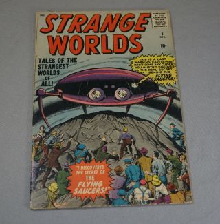 December 1958 Strange Worlds No.  1 Comic Book - Horror Sci Fi / Manvis