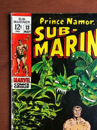 Sub - Mariner 13 (1969) 5.  5 VG Marvel Key Issue Silver Age Comic Stan Lee 2