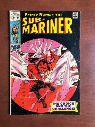 Sub - Mariner 11 (1969) 5.  0 Vg Marvel Key Issue Silver Age Prince Namor Stan Lee