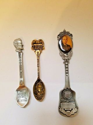 3 Vintage Presidential Souvenir Spoons Lincoln Jackson Truman