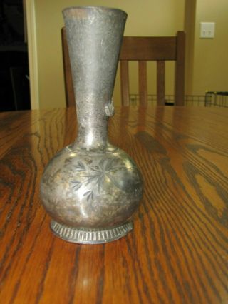 Wm.  Rogers Mfg.  Co.  Civil War Era Vase Quadruple Pat 831 Silver Plated 6 " High