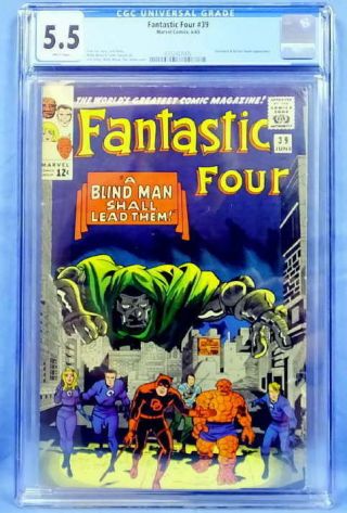 Marvel Comics Fantastic Four 39 Cgc 5.  5 Stan Lee Jack Kirby Wood White Pages
