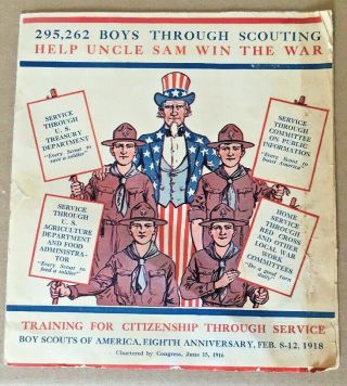 Win The War Through Scouting World War I Uncle Sam Poster 1918 Training
