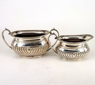 Victorian Silver Art Nouveau Style Milk Jug & Sugar Bowl Harrison Brothers
