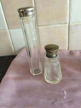 Cut Glass Perfume Bottle With A Hallmarked Silver Top,  1 Other Vanity Bottle