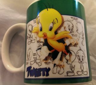Tweety Bird Looney Tunes Coffee Mug Vintage From 1995 Warner Bros.  Studio Draw