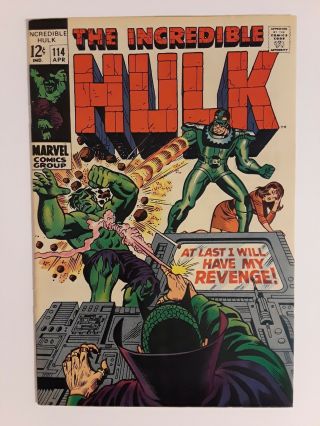 Incredible Hulk 114 (vf - 7.  5) 1969 Sandman & The Mandarin Vs The Hulk Silver