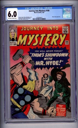 Cgc (marvel) Journey Into Mystery/thor 100 Fn 6.  0 1964 Ow - W Pg