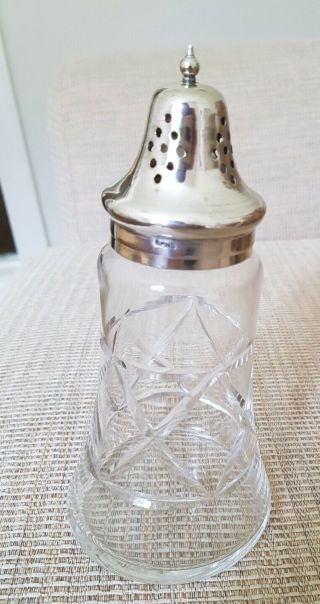 Vintage Glass Sugar Shaker With Silver Plated Top