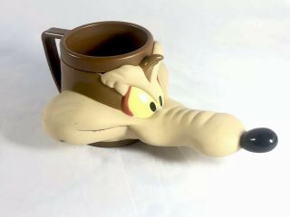 Wile E Coyote Mug Cup Warner Bros Looney Tunes 3D 1992 Promotional Wylie Vintage 2