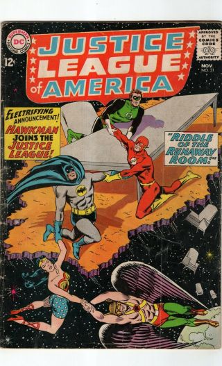 Justice League Of America 31 Hawkman Joins - Key Silver Age -