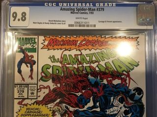 Spider - Man 379 Cgc 9.  8 Nm/mt White Pages - Carnage And Venom Appear