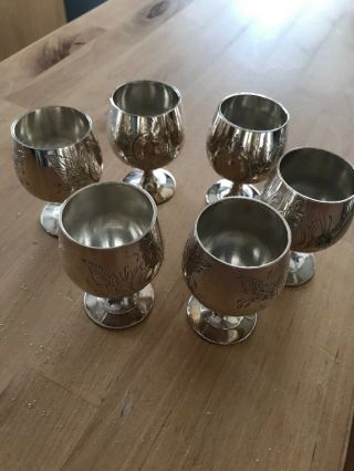 Set Of 6 Vintage Silver Plated Goblets