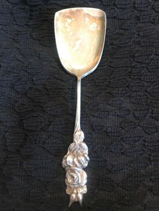 Collectible Vintage Reed & Barton Rose Leaf Silver Plated Shovel Sugar Spoon