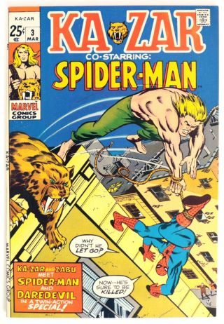 P053.  Ka - Zar 3 From Marvel Comics 8.  5 Vf,  (1971) Spider - Man,  Final Issue