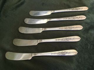 6 Vintage 1940s Butter Spreaders Nobility Silver Plate - Royal Rose Pattern