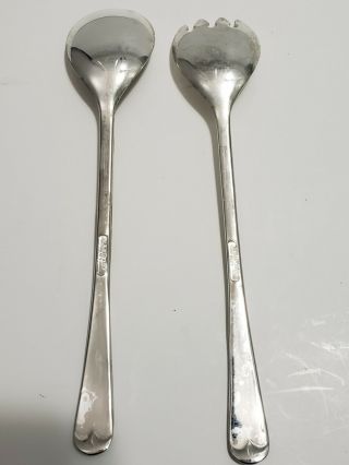 Vintage Silver Plate Italy Serving Salad Spoon and Fork Set 9 1/4 