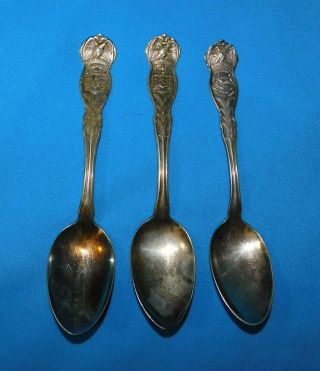 Antique Wm Rogers Silverplate Souvenir State Spoons Il Ny Nb