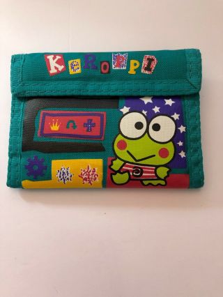 Vintage Sanrio Kero Kero Keroppi Tri - Fold Velcro Wallet 1996