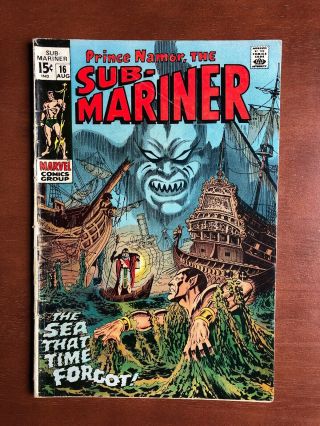 Sub Mariner 16 (1969) 5.  5 Vg Marvel Key Issue Silver Age Comic Prince Namor