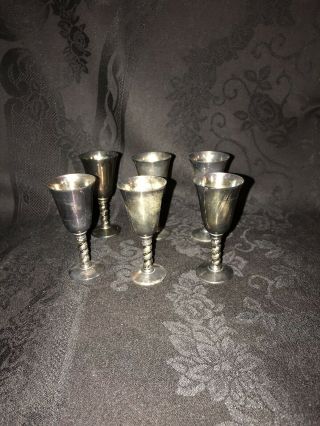 Roma Silver Plate Cordial Glasses Set Of 6 Made In Spain 45 Yrs Old