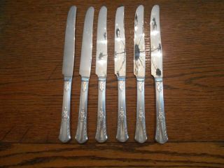 6 Rogers 1940 Treasure Pattern Dinner Knives Is Silverplate Flatware 900