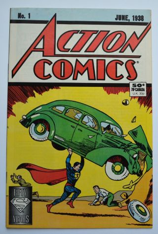 Action Comics 1 50th Anniversary Reprint 1988 Vf/nm White Pages -