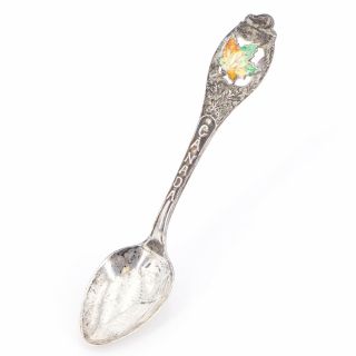 Vtg Sterling Silver - Canada Enamel Maple Leaf Demitasse Souvenir Spoon - 15g