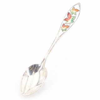 Vtg Sterling Silver - Bmco Enamel Maple Leaf Demitasse Souvenir Spoon - 9g