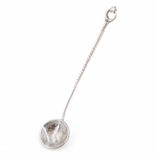 Vtg 800 Silver - Antique Arabic Crescent Moon Star Twist Demitasse Spoon - 10g