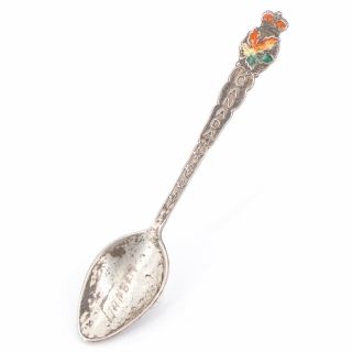 Vtg Sterling Silver - Canada Enamel Maple Leaf Demitasse Souvenir Spoon - 7.  5g