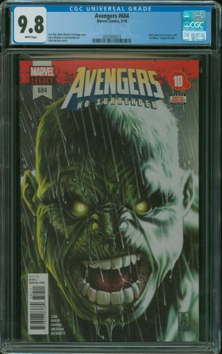 Avengers 684 Cgc 9.  8 1st Appearance Of The Immortal Hulk,  Hulk Gains Powers
