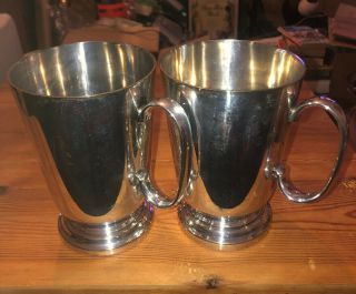 2 X Half Pint Silver Plated Tankards Goblets Epns Not Engraved Pair Gift 5.  5 "