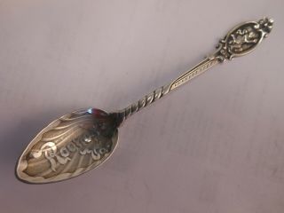 Great Antique Gorham Sterling Silver Souvenir Spoon " Roanoke " Cherub